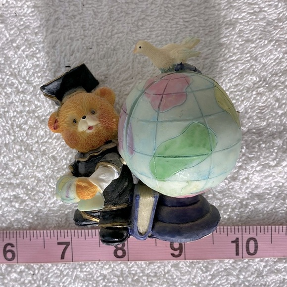 Vintage Graduation Teddy Bear & Globe Figurine Collectible - Picture 3 of 10